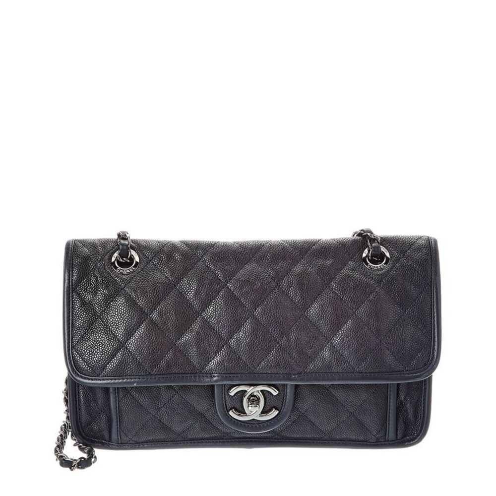 Chanel Blue Quilted Leather French Riviera Shoulder Bag (Authentic Pre-Loved)